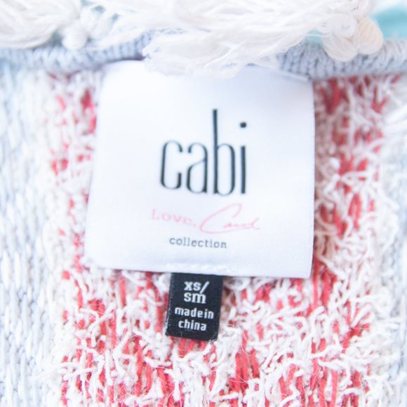 CAbi Love, Carol Siesta Chunky Fringe Trim Rainbow Knit Oversized Poncho Sweater - Picture 5 of 7